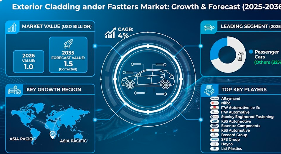 Global Exterior Cladding and Fender Fasteners Market Deep-Dive 2026-2036: Strategic Forecasts, Market Entry Insights